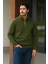Erkek Trend Premium Haki Fermuarlı Sweatshirt 4
