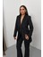 Kadın Ikili Alt Üst Takım Şık Çift Katlı Düğmeli Blazer Ceket Bol Paça Pantolon Takım 1