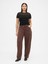 Kadın Kahverengi High Rise Ultrasoft Crossover Barrel Jean Pantolon 4