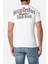 White T-Shirt With Faux Leather Details White-Gold 3