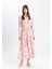 Gömlek Yaka Desenli Kuşaklı Uzun Kollu Maxi Elbise 12