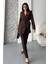 Kadın Ikili Alt Üst Takım Şık Kuşaklı Drapeli Broş Detaylı Blazer Ceket Boru Paça Pantolon Takım 1