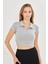 Kadın Esnek Modal Kumaş Polo Yaka Tişört Gri 8508-G 3