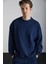 TRAVIS Erkek Organik Kumaşlı Yumuşacık Regular Fit Yuvarlak Yakalı Koyu Lacivert Sweatshirt 4