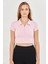 Kadın Esnek Modal Kumaş Polo Yaka Tişört Pembe 8508-P 1