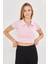 Kadın Esnek Modal Kumaş Polo Yaka Tişört Pembe 8508-P 3