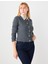 Antrasit Dar Kesim Yakası Inci ve Taş Detaylı Triko Hırka 4