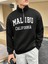 Unisex Malibu California Baskılı Yarım Fermuarlı Dik Yaka Oversize Sweatshirt 5