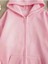 Pembe 3 Iplik Fermuarlı Kapüşonlu Hırka Ceket 5