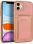 iPhone 12 Uyumlu Senk Bark Kartlıklı Kapak-Rose Gold 1