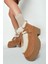 Kadın Camel Bağcıklı Kalın Tabanlı Kürklü Süet Deri Teddy Bot 25WFD492110 1