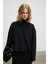 Ploruns Kadın Yumuşak ve Esnek Kumaşlı Balıkçı Yaka Siyah Sweatshirt 1