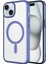 Apple iPhone 15 Plus Kılıf Wireless Şarj Özellikli Sert Pc Inc Mat Riksos Magsafe Kapak-Mavi 1