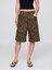 Kadın Kahverengi 11" Mid Rise Denim Leopar Longline Şort 7