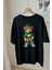 Ormancı Ayı Baskılı Unisex Siyah Oversize T-Shirt - Rahat ve Şık Tasarım 1