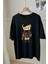 Sanatçı Ayı Baskılı Unisex Siyah Oversize T-Shirt - Rahat ve Şık Tasarım 1