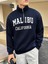 Unisex Malibu California Baskılı Yarım Fermuarlı Dik Yaka Oversize Sweatshirt 4