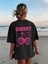 Kadın Oversize Cherry With Love Baskılı T-Shirt Rahat ve Şık Tasarım 1