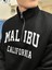 Unisex Malibu California Baskılı Yarım Fermuarlı Dik Yaka Oversize Sweatshirt 1