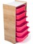 Montessori Tarzı Ceviz Mdf 6 Pembe Çekmeceli Oyuncak ve Kitap Dolabı 1