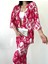 Kadın Defile Bürümcük Kumaş Fuşya Desenli Ikili Kimono Takımı 3