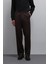 Koyu Kahve Relax Fit Baggy Pilili Erkek Pantolon 1