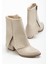 Kadın Sivri Burun Bej Cilt Detaylı Topuklu Bot 1