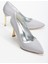 Kadın Gümüş Saten Sivri Burun Ince Topuklu Stiletto 1