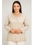 Rahat Kesim V Yaka Etek Ucu Tül Inci Işlemeli Krem Anne Penye Bluz 1