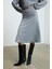 Sertre Kadın Yumuşak ve Esnek Kumaşlı Midi Boy Gri Etek 3