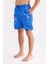 Deniz Temalı Desenli Hafif Dokulu Kordonlu Bel Ayarlı Yan Cepli Diz Üstü Rahat Kesim Deniz Şortu 2