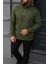Erkek Kışlık Basic Haki Fermuarlı Sweatshirt 1
