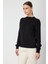 Kadın Örgülü Sıfır Yaka Triko Kazak 69313 Siyah 1