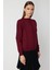 Kadın Örgülü Sıfır Yaka Triko Kazak 69313 Bordo 2