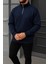Erkek Kışlık Basic Lacivert Fermuarlı Sweatshirt 1