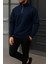 Erkek Kışlık Basic Lacivert Fermuarlı Sweatshirt 4
