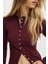 Bordo Slim Fit Düğmeli Kadın Hırka MG2580 4