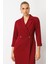 Moda Ilgi Kadın Beli Aksesuarlı Cepli Kruvaze Elbise 6626 Bordo 2