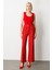 Kadın Pile Detaylı Bol Paça Pantolon 5059 Kırmızı 2
