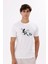Önü Geometrik Desen Baskılı Bisiklet Yaka Pamuklu Tişört 5