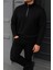 Erkek Kışlık Basic Siyah Fermuarlı Sweatshirt 4