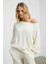 Avenlıght Kadın Yumuşak ve Esnek Kumaşlı Kayık Yakalı Ekru Sweatshirt 2