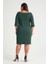Kadın Yeşil Carmen Yaka Truvakar Kol Büyük Beden Esnek Krep Elbise 6