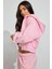 Pembe Crop Kapşonlu Fermuarlı Kadın Sweatshirt MG2608 2