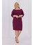 Kadın Mor Carmen Yaka Truvakar Kol Büyük Beden Esnek Krep Elbise 1
