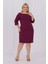 Kadın Mor Carmen Yaka Truvakar Kol Büyük Beden Esnek Krep Elbise 2