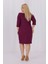 Kadın Mor Carmen Yaka Truvakar Kol Büyük Beden Esnek Krep Elbise 4