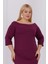 Kadın Mor Carmen Yaka Truvakar Kol Büyük Beden Esnek Krep Elbise 5