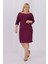 Kadın Mor Carmen Yaka Truvakar Kol Büyük Beden Esnek Krep Elbise 6