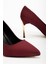 Kadın Bordo Saten Sivri Burun Ince Topuklu Stiletto 3